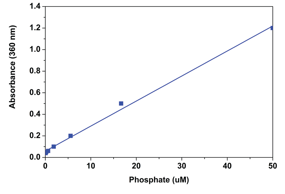 Phosphate dose responses were measured with the PhosphoWorks™ Colorimetric MESG Phosphate Assay Kit