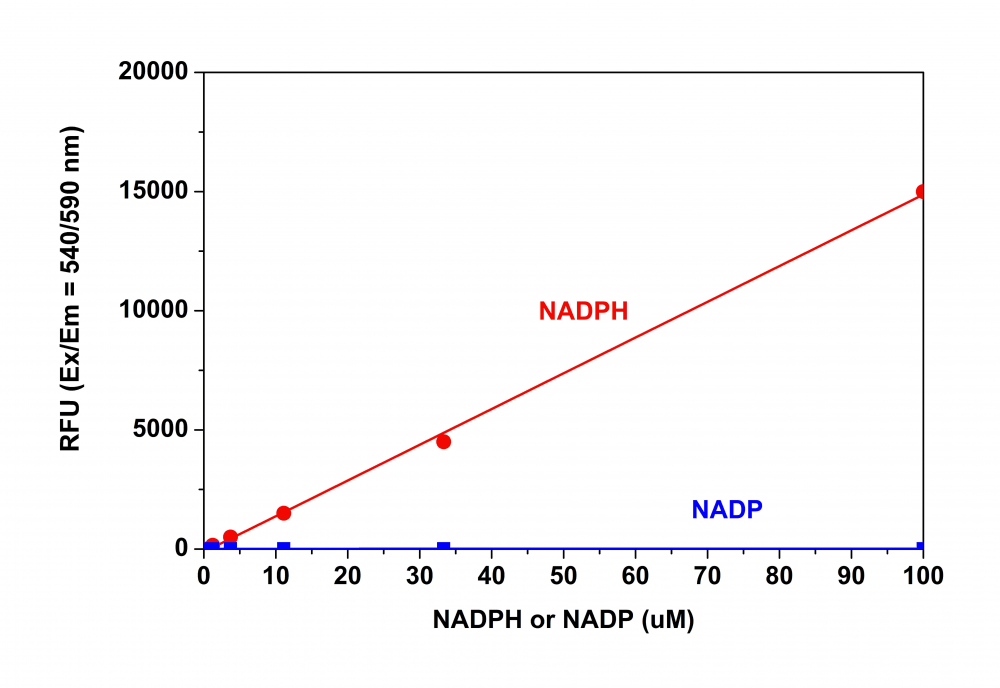 NADPH dose response was measured with Amplite™ Fluorimetric NADPH Assay Kit