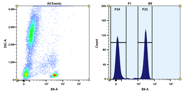 Flow cytometry analysis of whole blood cells stained with PerCP/Cy5.5 anti-human CD4 antibody (Clone: SK3). The fluorescence signal was monitored using an Aurora spectral flow cytometer in the PerCP/Cy5.5 specific B9-A channel.