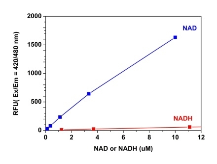 <p>Comparison of NAD and NADH response</p>