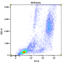 Flow cytometry analysis of whole blood cells stained with mFluor™ Violet 540 Anti-human CD16 (Clone: 3G8). The fluorescence signal was monitored using an Aurora spectral flow cytometer in the mFluor™ Violet 540 specific V7-A channel.