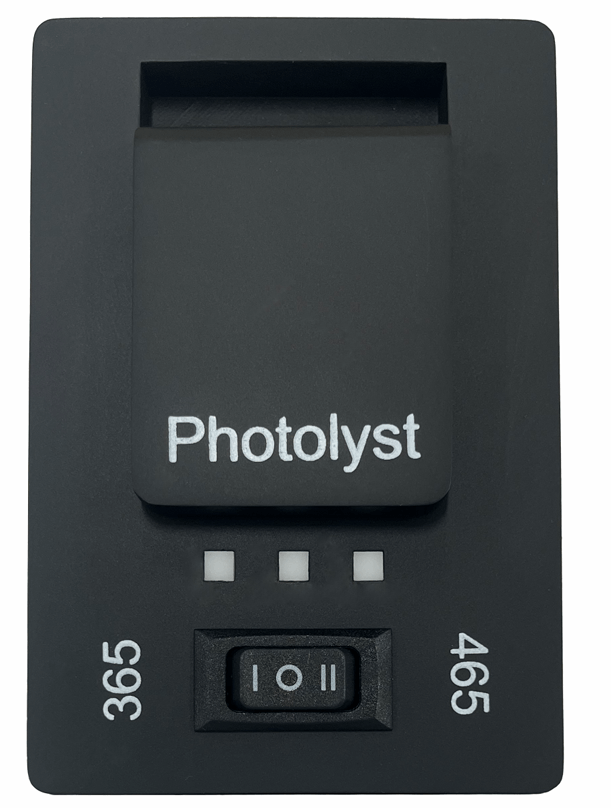 Photolyst X100 can be used for photoactivation of compounds using 365 nm and 465 nm light sources.