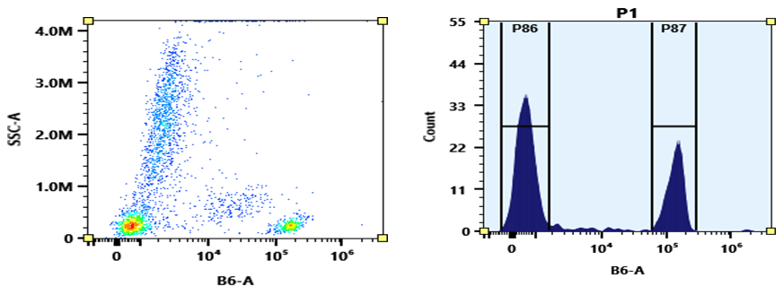Flow cytometry analysis of whole blood stained with PE-Texas Red anti-human CD4 *SK3* conjugate. The fluorescence signal was monitored using an Aurora spectral flow cytometer in the PE-Texas Red specific B6-A channel.