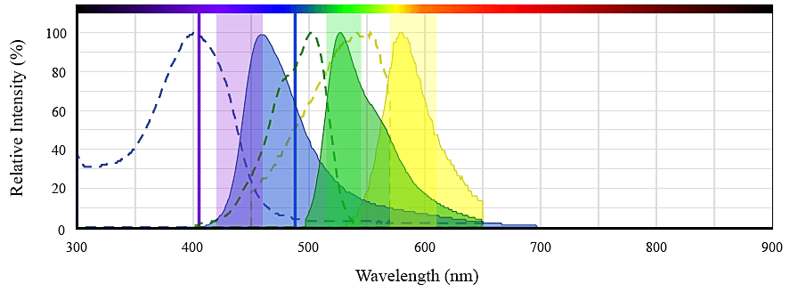 Excitation and emission spectra for Nuclear Violet™
